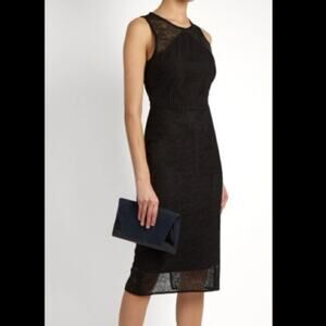 Diane Von Furstenberg DVF Chain And Twig Lace Midi Sheath Dress Black Size 0